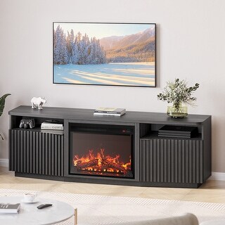 BELLEZE Sophia 68" TV Stand with 23" Electric Fireplace Heater - Bed ...